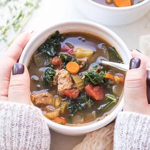 Whole30 + Keto Italian Sausage + Kale Vegetable Soup
