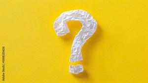 White paper question mark on yellow background. Concept of FAQ, information, problem, solution and quiz