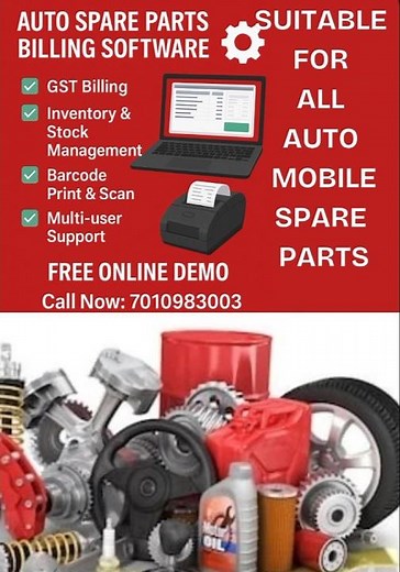 AUTOMOBILE SPARE PARTS BILLING SOFTWARE ☎️7010983003#automobilesparepartsbillingsoftware#gstbilling