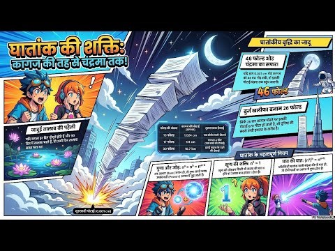 घातांक की शक्ति 😱 | कागज की तह से चंद्रमा तक! 🚀 | Exponents Explained in Hindi