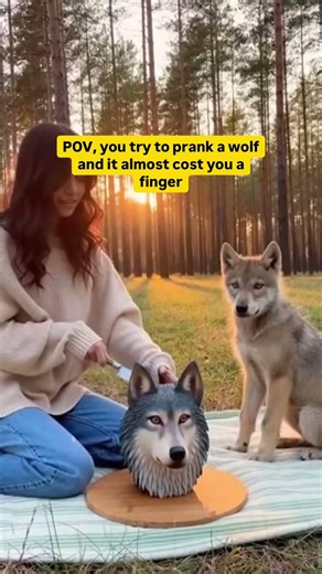 POV: You try to prank a wolf and it almost costs you a finger 😂 #wolf #jumpscare #prank #shorts