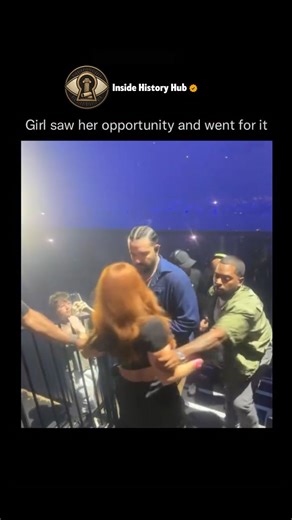 Inside History Hub on Instagram: "A fan tried to kiss Drake during his concert 🎤😳💋 and things got super awkward fast. As the rapper leaned down to the crowd, she went in for a surprise peck right on the lips. Follow @insidehistoryhub for more 🔥 Drake pulled back quickly and joked that he thought she was his ex, making the whole arena laugh hard. The embarrassed fan froze in shock while the viral moment spread online as one of the funniest and cringiest concert highlights ever."