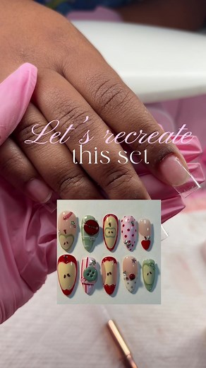 Creative Gel Nail Art Tutorial Featuring Apple Design