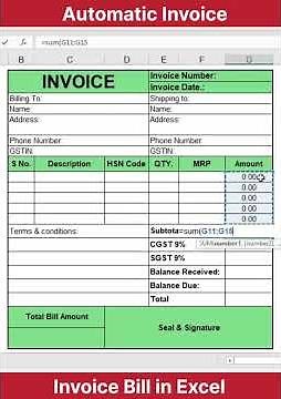 INVOICE BILL IN EXCEL | #excel