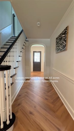 LANCASTER, PA REALTOR | ABBY YOUNG on Instagram: "Immediate yes.🤩 Comment PINE, and I’ll send you all the details.🤍 Great custom remodel. Arched doorways, herringbone wood floors, moody built-ins, and a wood-burning fireplace … I could go on… This home is traditional, stately and totally updated. Kitchen features custom cabinetry, quartz counters, and designer lighting that ties the space together so beautifully. Upstairs, the tiled shower and double vanity in the owner’s suite is perfect. Thi