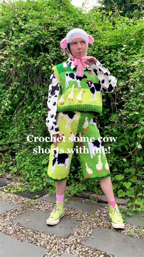 Handmade Crochet Cow Farm Fit | Crochet TikTok Tutorial
