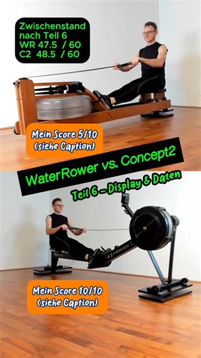 FlowRow on Instagram: "WaterRower vs. Concept2 – mein persönlicher Vergleich. Teil 6 – Display & Daten. Zahlen, Daten und Feedback – für viele gehört das genauso zum Rudern wie das Gefühl auf dem Gerät. Hier unterscheiden sich die beiden Rudergeräte deutlicher als in fast jedem anderen Punkt. WaterRower – ruhig, reduziert, aber technisch limitiert. Der Standard-Monitor S4 zeigt die Basisdaten (Zeit, Distanz, Schlagzahl, Leistung, Kalorien). Das reicht für ein ruhiges Training aus, ist aber nicht