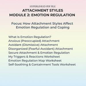 Attachment Styles Therapy Worksheet Emotional Regulation Coping Tools