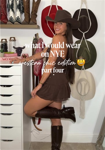 what a cute dress from @prettylittlething paired with my @theluckycowgirlclub hat🤠🤎 #countrycontent #westernchic #westernfashion #countrychicfashion #foryo