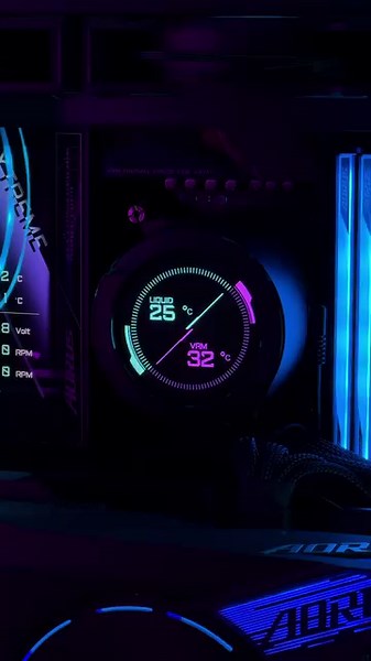 The all-new, enlarged, 5"" LCD Edge View is now available on the Z790 AORUS XTREME X motherboard. 😎 It showcases captivating animations during startup and provides real-time system information, offering a personalized and stylish addition to your gaming setup.🌈 #AORUS #GIGABYTE #Z790X #Xgenfornextgen #Xgenfor14thgen #Motherboard | AORUS