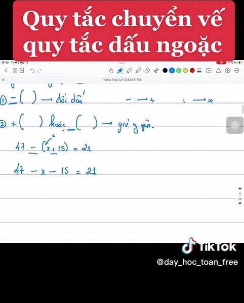 Quy tắc chuyển vế quy tắc dấu ngoặc Toán lớp 6 7 toán lớp 6 toán lớp 6 giữa kì 1 toán lớp 6 sách mới toán lớp 6 cánh diều toán lớp 6 tìm ước bội toán lớp 6 tập 1 toán lớp 6 giữa kì 2 toán lớp 6 đề thi giữa kì 1 toán lớp 6 kết nối tri thức toán lớp 6 bài 3 toán lớp 6 tập hợp #toán #toánhọc #thayquang #maths #learnontiktok #3phutgiuptro #toanthayquang #toan #hoccungtiktok #tiktok #study #studygram #studywithme #studyaccount #studymotivation #education #xuhuong #xuhuongtiktok #xuhuong2022 #xuhuongt