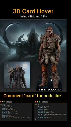 3d card animation using html #and cas #or JavaScript web development #etc