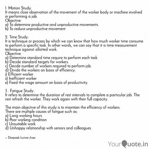 Motion Study # Time study # Fatigu study #