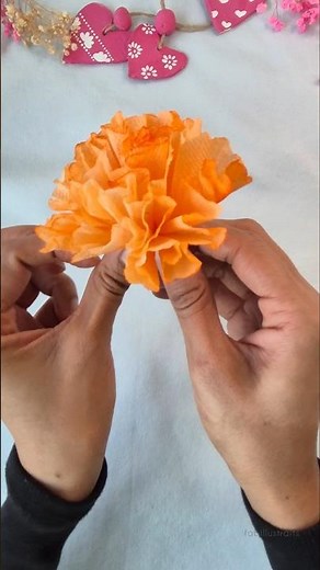 How to make Marigold flower using tissue paper #diy #flower #viral