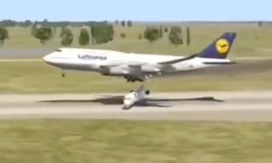 Yes, that insane footage of a plane landing that's been doing the rounds is fake