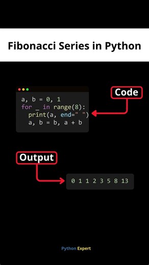 Fibonacci Series in Python in 10 Seconds! 🐍 | Python Coding Trick #developer #programming #python