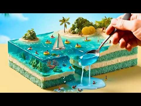 ASMR - Eating Cute Miniature World Cakes with Relaxing Sounds #asmr #aiasmr