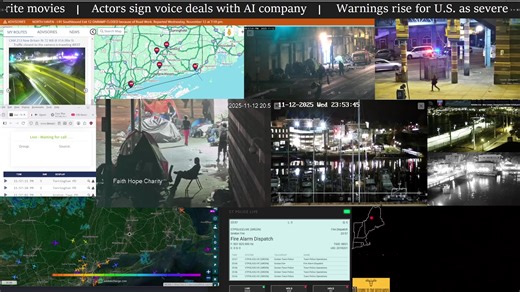 📡 24/7 Connecticut Incident Operations Livestream What you’ll see on this livestream: 🚓 Live Police and Fire Scanner audio 🌧️ Weather radar & storm tracking ✈️ Aircraft radar (Trooper One, Lifestar, law enforcement) 🚗 Traffic maps, analytics & incident overlays 🌎 Public traffic, weather, and city cameras ⚠️ Not every feed originates in Connecticut. ⚠️ This stream functions as a real-time monitoring dashboard — screens may change or stay still depending on activity. ⚠️ This workspace is not 