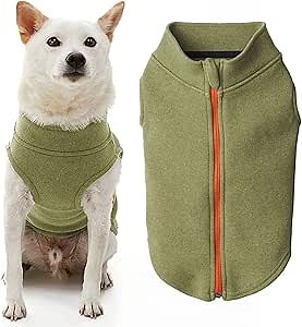 Gooby Zip-Up Microfiber Fleece Dog Sweater - Green, 3X-Large - Warm Double-Layered Soft Microfiber Fleece Step-in Jacket Without Ring Leash - Winter Dog Sweaters for Small and Medium Dogs
