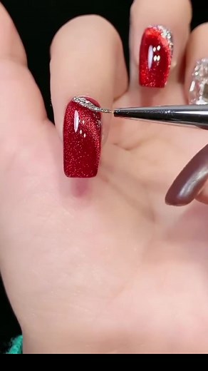 Ruby Red Nail Designs: Cat Eye, Silver Glue, and Elegant Ideas