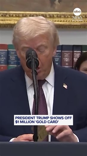 AllNewsInc on Instagram: "President #Trump showed off the “#goldcard” — which he described as a “green card on steroids” — during an event on Friday. The administration claims the “gold card” program will fast-track residency and citizenship for wealthy #immigrants for $1 million or more. Via: @abcnews"