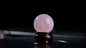 Crystal 1.8 inch Rose Crystal Ball，Natural Quartz Sphere Gemstone Healing Crystal Ball with Stand