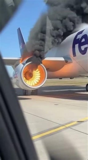FedEx Cargo Plane Bursts Into Flames #disaster #aviation #breaking