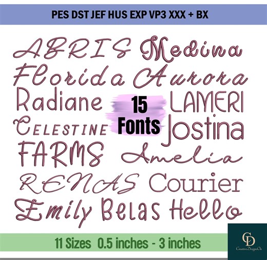 15 Boho Script Embroidery Fonts: BX Cursive Machine Design (instant Download) - Etsy