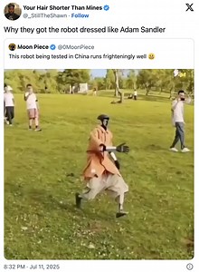 Why they got the robot dressed like Adam Sandler