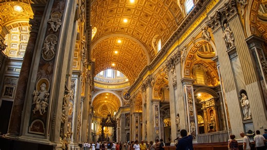 Walking through a grand historic cathedral interior