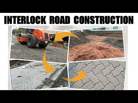 Road construction layer process with interlocking paver block Road interlock tile laying stone india