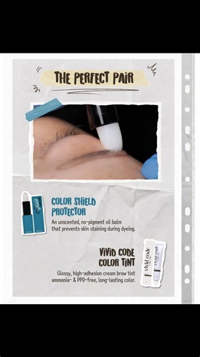 ✨ THE PERFECT PAIR ✨ Great brow results start before the color goes on. 💙 Color Shield Protector An unscented, no-pigment oil balm that protects the skin and prevents staining during brow dyeing. 🤎 Vivid Code Color Tint A glossy, high-adhesion cream brow tint that is ammonia- & PPD-free, delivering long-lasting color. ✔️ Protection Color ✔️ Clean application ✔️ Professional results The perfect duo for flawless brow coloring. #ThePerfectPair #BrowTint #BrowColoring #BrowDye #ColorShieldProtecto