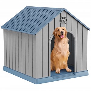 EasyUp Outdoor Waterproof Dog House,Resin Material,Puppy Shelter with Air Vents and Elevated Floor,Sturdy Dog Kennel for Small to Large Sized Dogs, Easy to Assemble (Blue, 38.62*36.26*38.07 Inches) - Walmart.com
