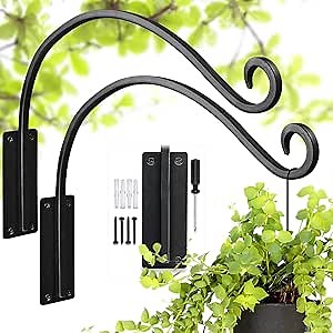 Heavy Duty Plant Hanger Bracket - 2 Packs 16-Inch Metal Bird Feeder Hangers Outdoor, 45lbs Weight Capacity - Hanging Plant Hooks for Heavy Plant, Birdhouse, Wind Chimes, Flower Baskets