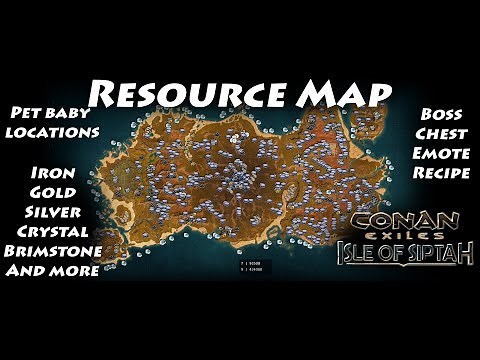 Conan Exiles Isle Of Siptah Resource Map Iron Gold Silver Crystal Brimstone Pet Baby Locations