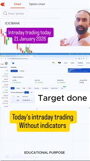 Intraday trading profit today 21 January 2026 This was my today's intraday trade in stock market with my unique intraday strategy without indicators I'm a trader with 10years of experience Check my profile bio for personal support Disclaimer: this video is only for educational purpose Intraday trading, stock market, live chart analysis, live intraday trading, trading, trading tips, technical analysis, stock market analysis, nifty, trading strategies #stockmarket #intradaytrading #trading #stockm