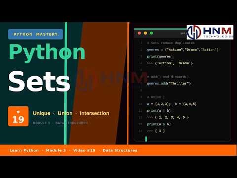 Python Sets Tutorial | Unique Values in Python | HNM Technologies