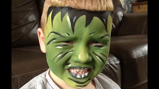 Green Monster Face Painting Tutorial (Hulk) Design - Easy Guide - Children's Face Painting Tutorial