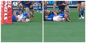 30K views · 64 reactions | Is that reeeeeally a double movement? 類 Canterbury-Bankstown Bulldogs denied a crucial try but too many familiar mistakes put them behind. Can they bounce back? LIVE  https://bit.ly/3jOIpbH | FOX Sports Australia | Facebook