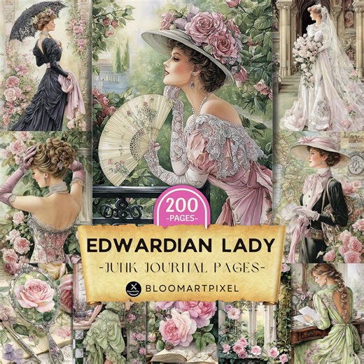 Edwardian Lady Junk Journal Pages Vintage Ephemera Scrapbook Printable (digital Download) - Etsy