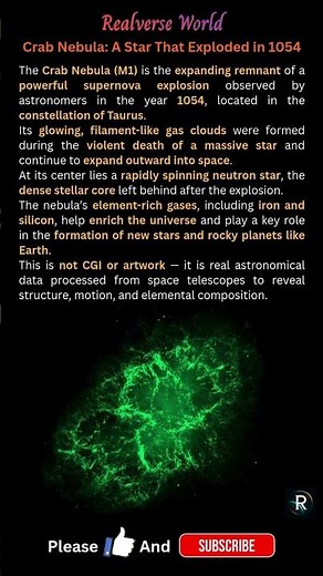 Crab Nebula: A Star That Exploded in 1054 | Real Space Image #universe #space #astronomy
