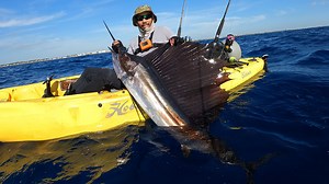32 reactions · 6 comments | Some of the best Offshore Kayak Fishing months are upon us! Alan has been out with us a bunch but the Sailfish always eluded him. Sunday he finally knocked Sailfish off his bucket list. To cap off the morning we got into a Tuna School and went 3/3! Now is the time to schedule your Offshore Kayak Fishing Trip! Message us or visit DeepBlueKayakFishing.com | Deep Blue Kayak Fishing Charters | Facebook