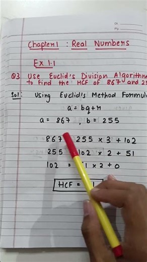 Class 10 Maths 🔥 HCF Q3 Easy | Euclid Method #shorts
