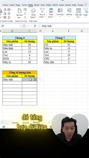 Tính tổng thống kê từ nhiều bảng Excel thành 1 bảng ở cùng sheets hay khác sheets đều được #thayvinh #daotaotinhoc #tinhocvanphong #excel #hocexcel #vnetmedia | Nguyễn Quang Vinh