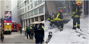 Il video dell’incendio scoppiato in una galleria in zona Duomo a Milano: evacuato l’edificio