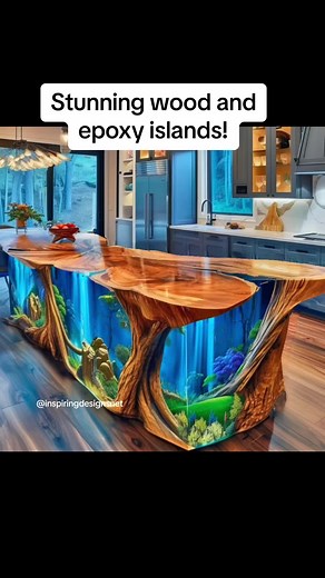 I need one of these islands in my kitchen immediately! 👏👏 #interiordesign #kitchendesign #kitchenisland #woodworking #epoxyresin