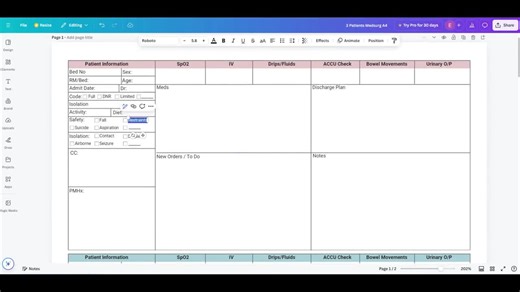 ICU Report Sheet Editable Nurse Report Sheet Med Surg 2 Patient Report Sheet Nursing Brain Sheet Nursing Shift ER Report Sheet Canva & PDF - Etsy