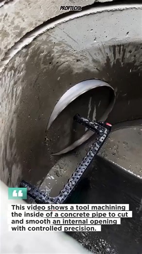 Inside Concrete Pipe Cutting Tool in Action #Construction #Engineering #Shorts
