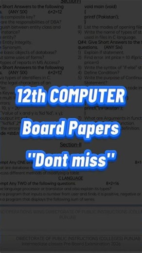 2nd year computer guess paper 2026 #12thcomputer #guess2026