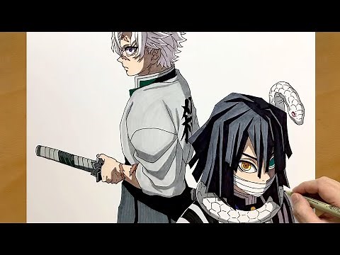 How to Draw Demon Slayer's Wind & Serpent Hashira | Sanemi and Obanai